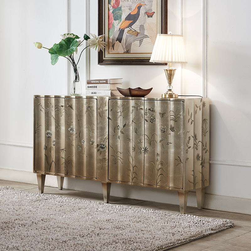 吉友家欧式入户玄关柜客厅现代简约酒柜家用收纳柜实木别墅隔断柜