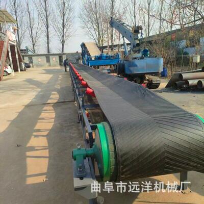12米黑色橡胶皮带带机大倾角爬坡送料机8608-800带粮.宽食装车皮