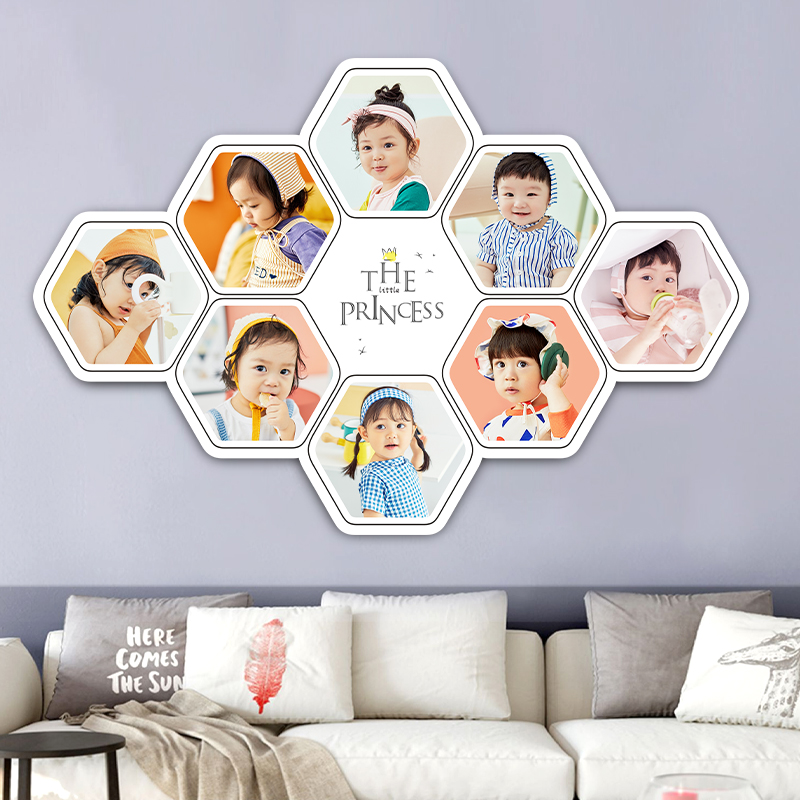 洗照片做成相框水晶摆台挂墙儿童宝宝房间照相册框九宫格定制相册