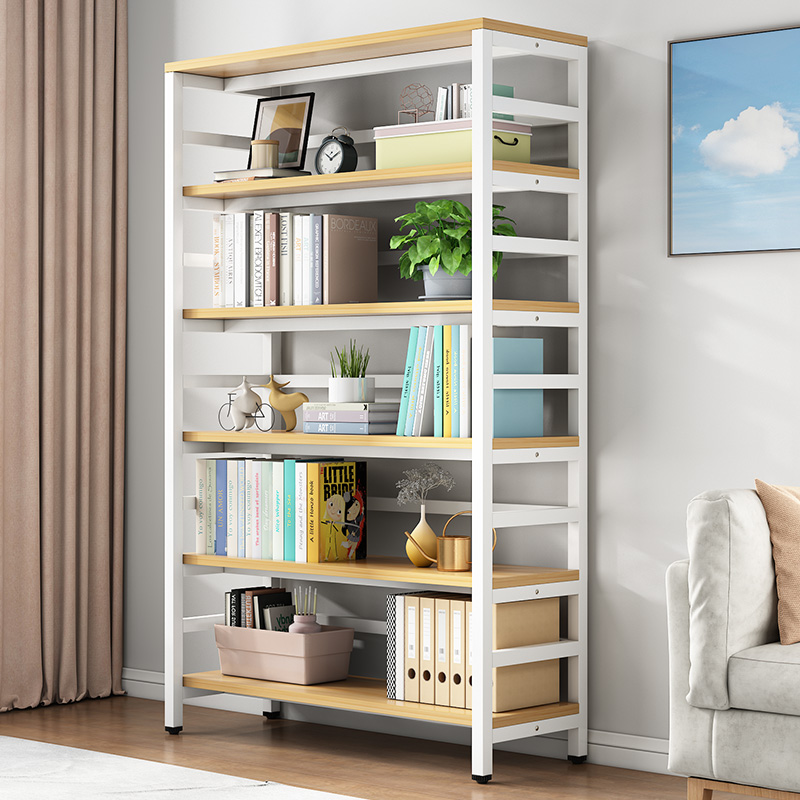 货架置物架多层简易家用书架落地钢木储物架铁艺儿童书柜收纳架子