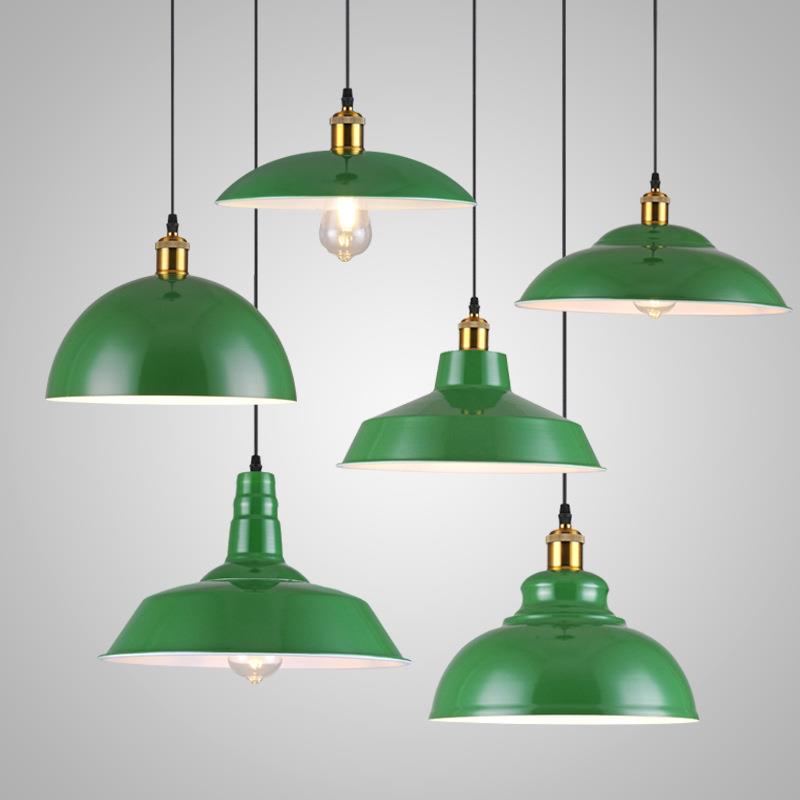 复古工业风吊灯loft怀旧酒吧主题餐厅灯创意个性邮政绿锅盖吊灯罩