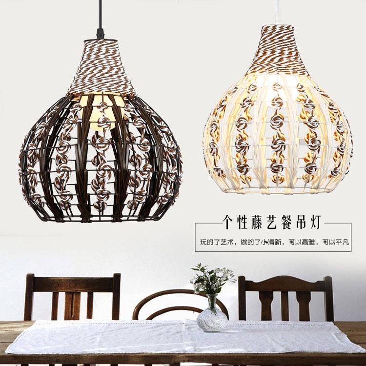 现代简约藤艺吊灯个性创意餐厅吧台走廊灯葫芦行餐桌灯具