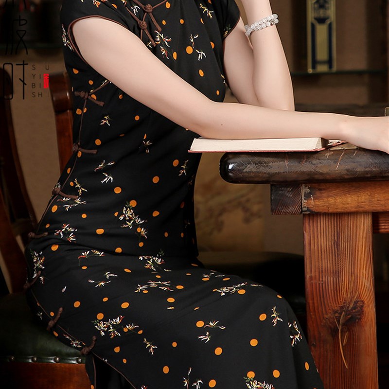 素衣彼时2358夏季女士收腰旗袍服装图纸女传统中式修身连衣裙纸样