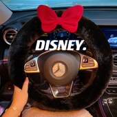 饰汽车把套四季 新款 保暖毛绒装 网红蝴蝶结冬季 可爱方向盘套女款