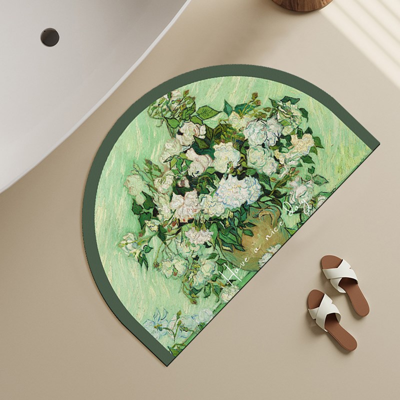 海底星空梵高油画浴室吸水防滑地垫卫生间脚垫地毯厕所硅藻泥垫子