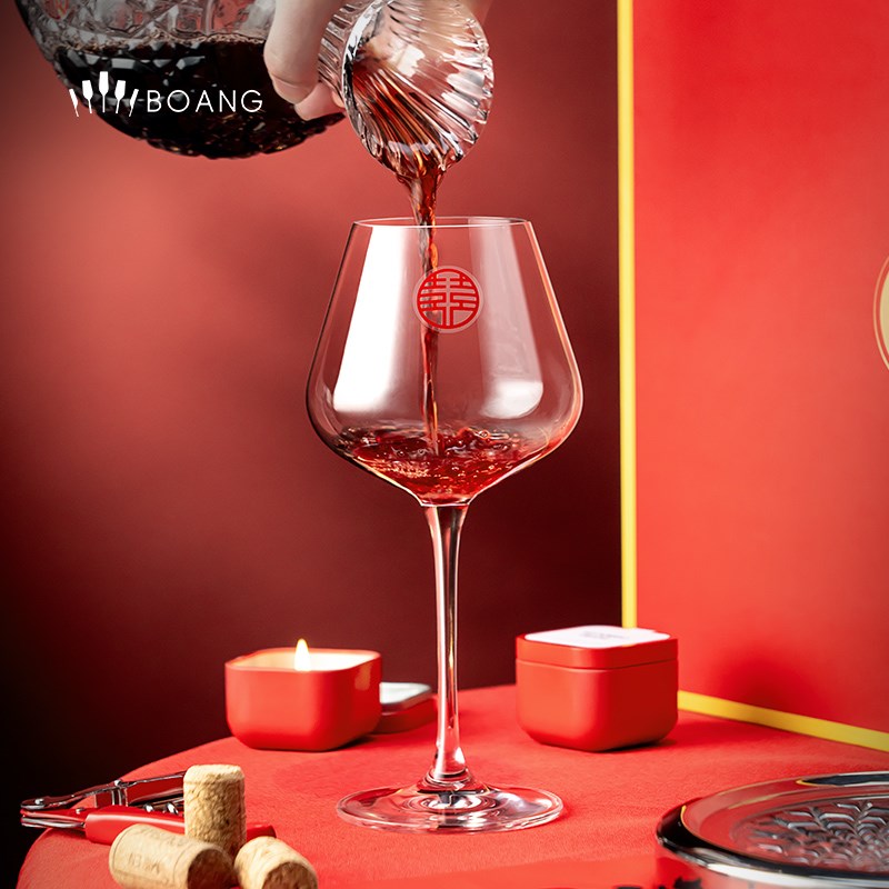 红领结礼盒水晶红酒杯套装家用高颜值高脚杯子葡萄醒酒器轻奢高档