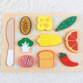 儿童木制水果切切乐蔬菜套装 男女孩过家家宝宝厨房磁性切切看玩具