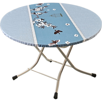 防水圆桌餐布全包圆形桌套罩防油免洗家用防烫PVC小圆桌台布桌垫