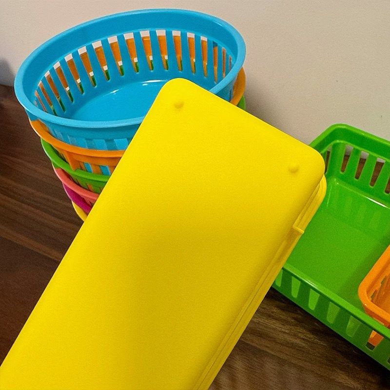 塑料文具收纳筐长方形镂空储物筐圆形彩色幼儿园玩具杂物分类盒子,收纳整理,其他收纳篮,淘宝优惠券,粉丝福利购,淘宝优惠卷