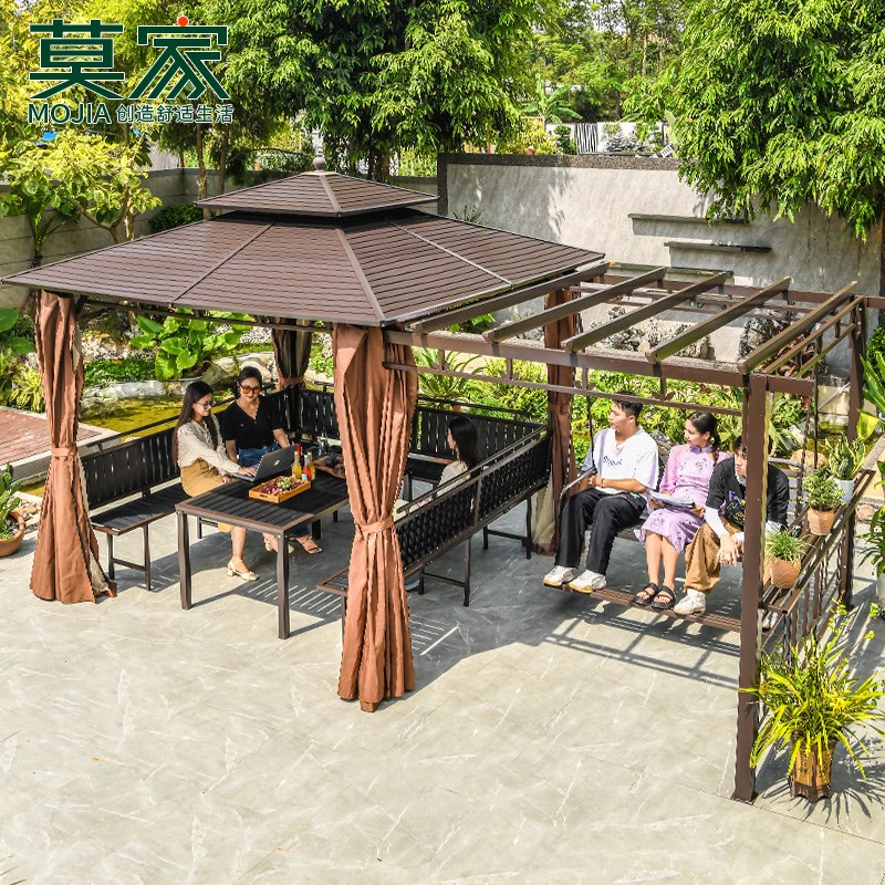 莫家户外葡萄架凉亭帐篷庭院爬藤架秋千别墅院子镀锌遮阳棚亭子