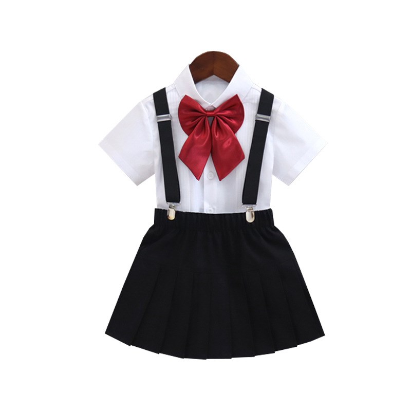 男童西装套装夏幼儿园毕业女童礼服六一主持短袖背带裤男孩演出服