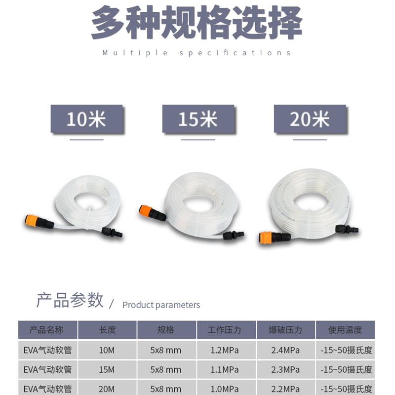 佳捷仕气管PU软管8厘10厘空压机气动气泵压缩高压管透明气管12厘