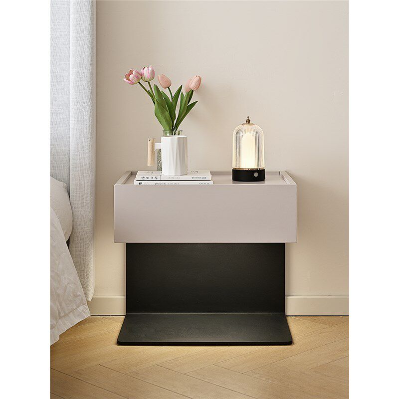 悬空床头柜酒店意式极简钢板悬浮式宾馆客房实木床边柜抽屉新款