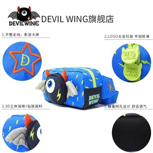 潮品便携男童迷你单肩斜挎包女孩时尚 小恶魔儿童腰包时尚 零钱包