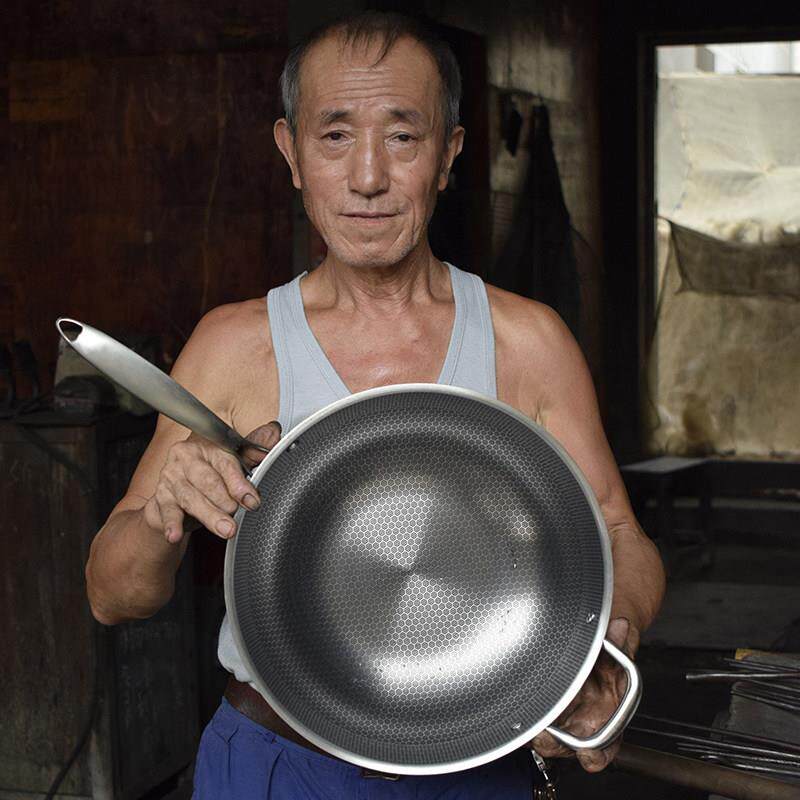 电磁炉专用炒锅铁锅炒菜锅不锈钢锅不粘锅家用平底圆底燃气灶家用