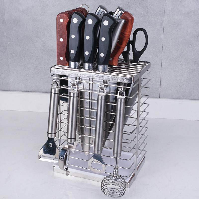 厨房加大号刀架收纳304不锈钢厨房置物壁挂放多功能插刀座沥水