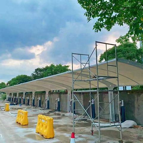 吉林膜结构汽车停车棚电动车棚自行车雨棚张拉膜遮阳电车充电桩停