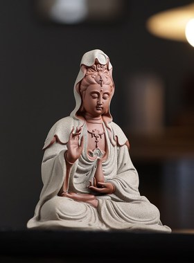 炼器陶瓷禅意观音菩萨摆件中式客厅家居供奉观世音佛像装饰工艺品