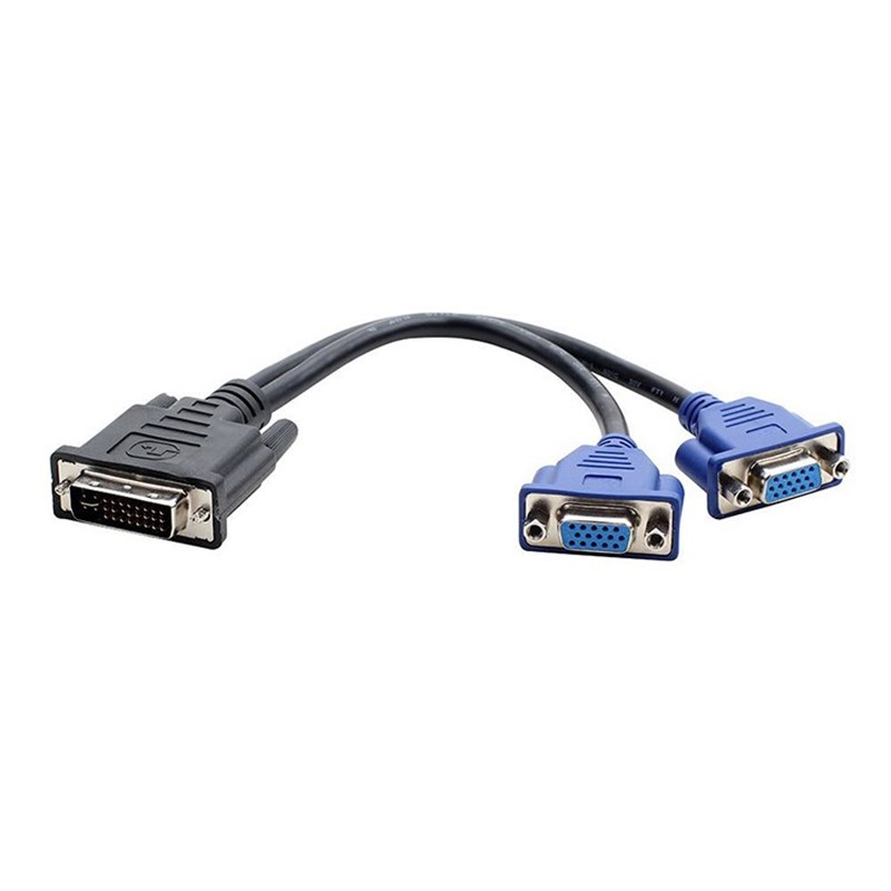 DVI-I公转双VGA母转换线 DVI24+5转2个VGA母转接线电脑显卡显示器
