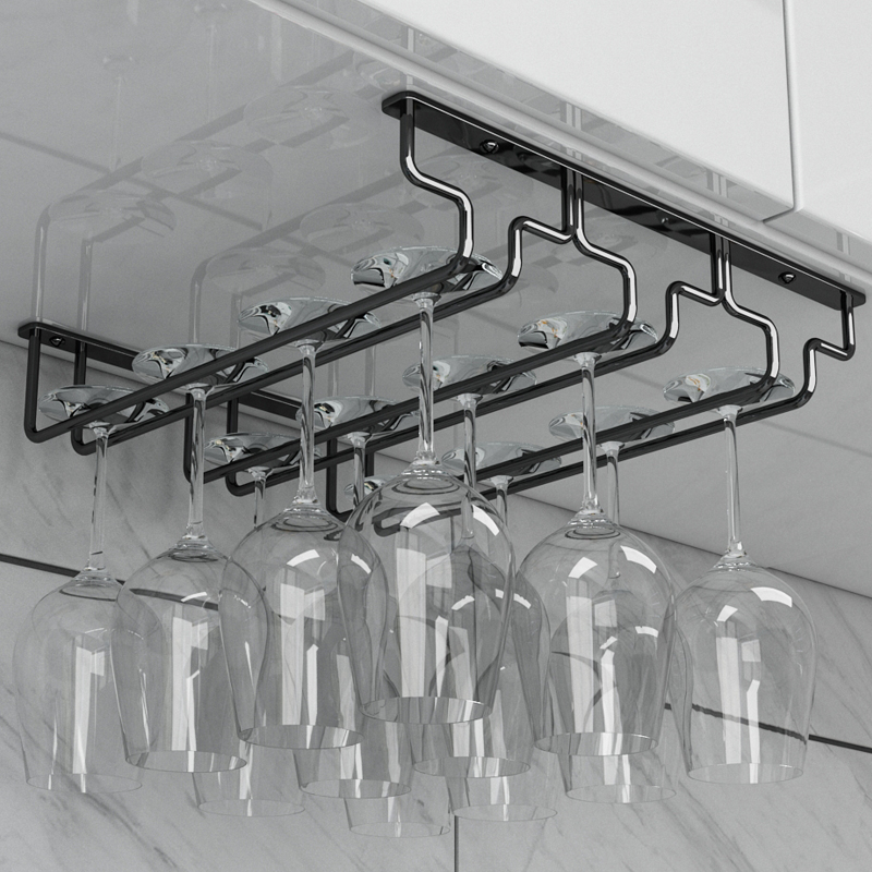 简约红酒杯架倒挂家用高脚杯架悬挂创意酒柜酒杯展示架吊杯架子