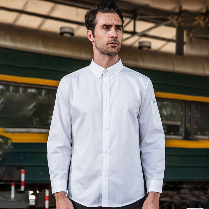 服务员工作服秋冬男女中餐长袖衬衫咖啡西餐厅酒店餐饮服务生制服