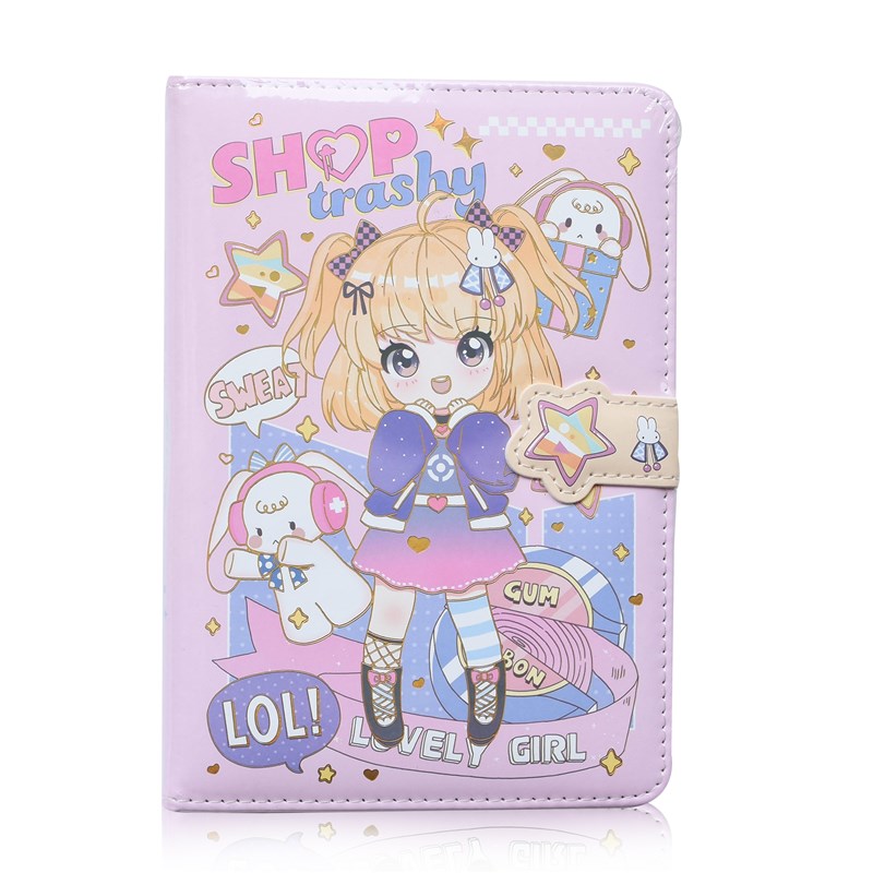 百变卡通磁扣手帐本可爱超萌网红笔记本加厚皮面本高中生日记本少