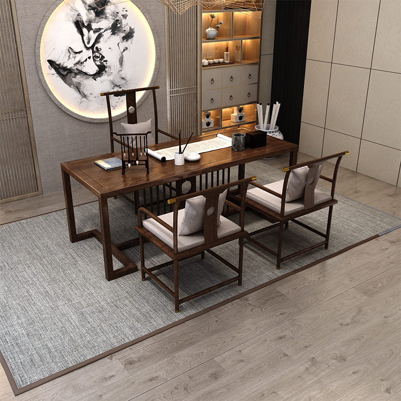 新中式书桌禅意办公桌写字桌实木轻奢书法桌极简电脑桌简约小户型