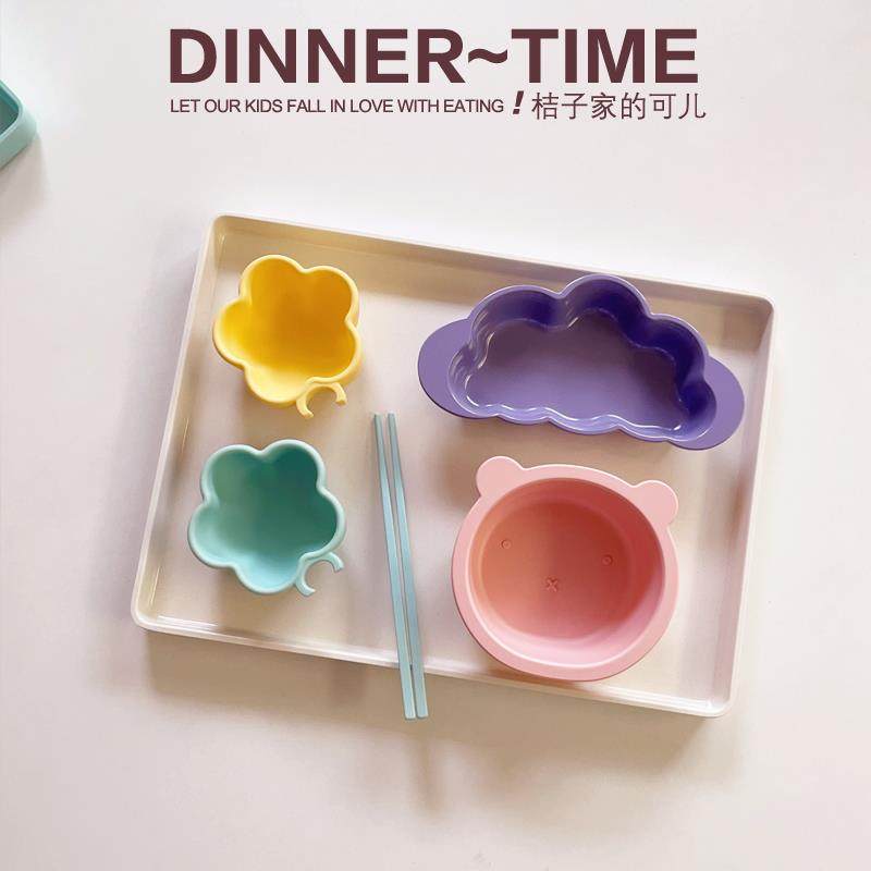 北欧ins竹纤维儿童餐厅托盘套装客厅家用长方形水果餐盘幼儿园