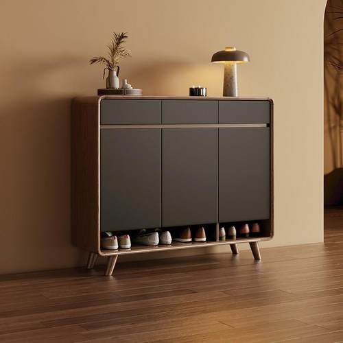 实木框鞋柜家用门口外楼道入户门室内多层玄关柜一体新款2024爆款