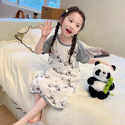 儿童家居连体睡衣夏季女童纱布面料空调服春秋男童薄款宝宝家居服
