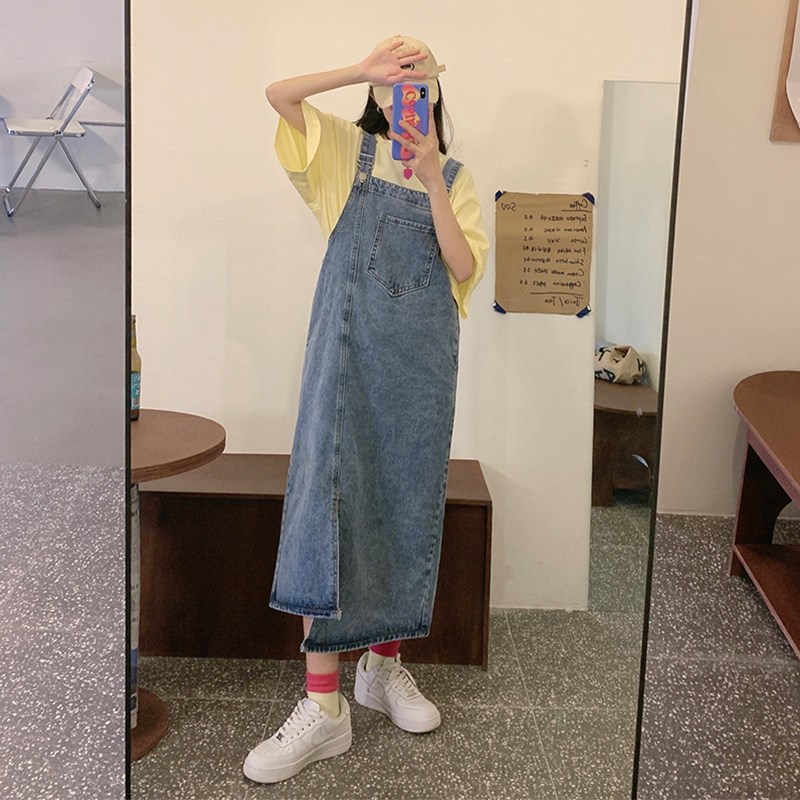 大码牛仔背带裙女夏季款胖妹妹mm宽松显瘦微胖连衣裙梨形身材裙子