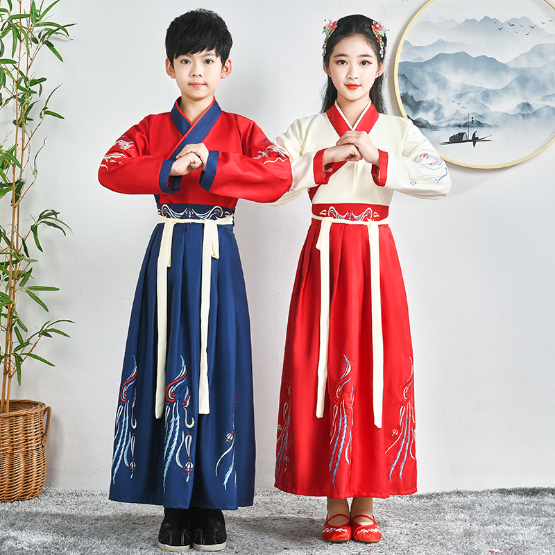 儿童古装国学汉服男童弟子规小学生女传统古风舞蹈服书童演出服装