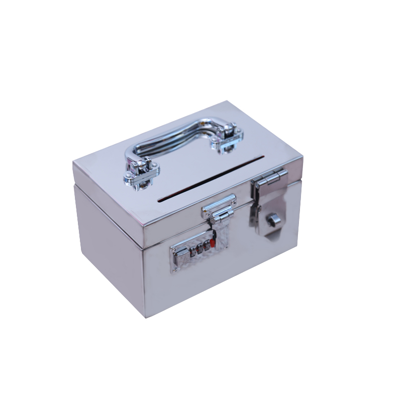 加厚不锈钢存钱罐按需定制大容量防摔密码箱硬币收纳超市收银钱箱