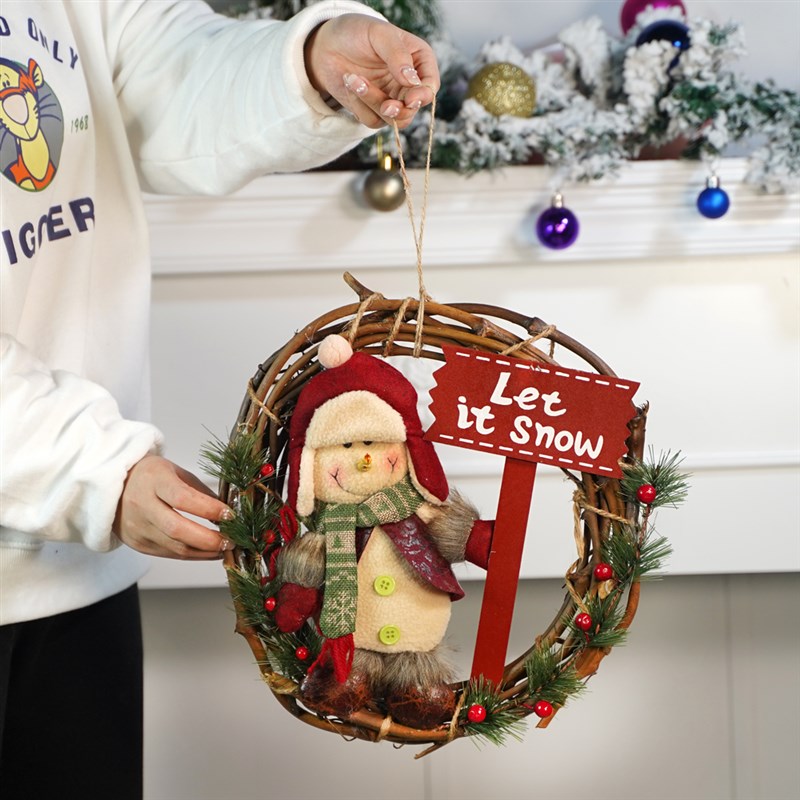 圣诞装饰花环藤条藤圈挂件花圈门挂用品圣诞节装饰品装扮场景布置