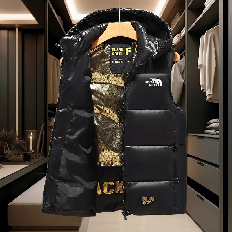2024冬季新款马甲连帽可拆卸男女宽松黑金白鸭绒马夹保暖羽绒背心