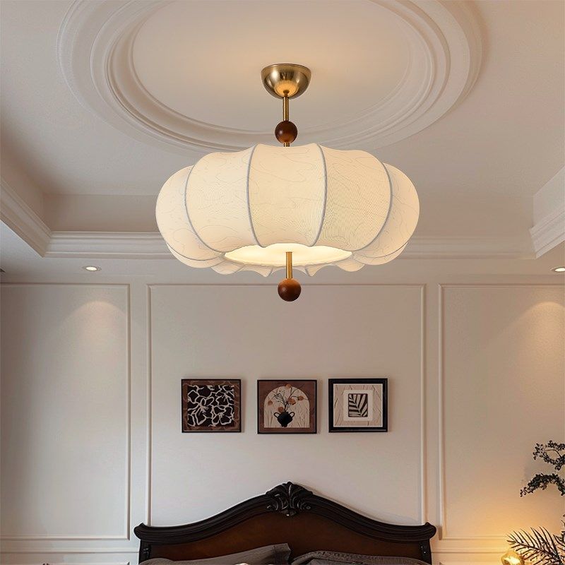 法式复古卧室吊灯布艺花纹中古餐厅南洋实木温馨主卧室房间吸顶灯,家装灯饰光源,卧室/书房吊灯,淘宝优惠券,粉丝福利购,淘宝优惠卷