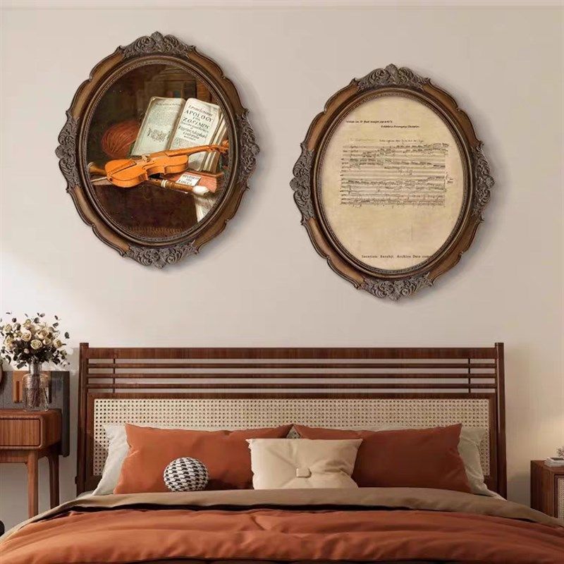 法式轻奢椭圆装饰画花卉壁画卧室床头背景墙挂画美式客厅复古油画,家居饰品,现代装饰画,淘宝优惠券,粉丝福利购,淘宝优惠卷