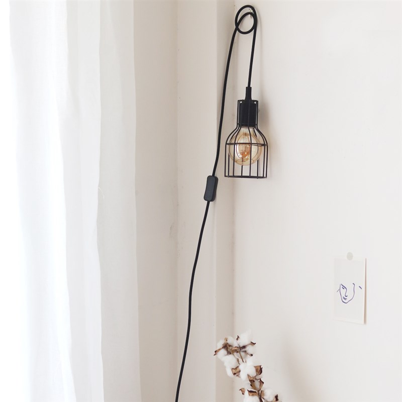 WULI HOME壁挂小夜灯黑白灯罩卧室装饰床头挂灯暖白光LED幻彩灯泡