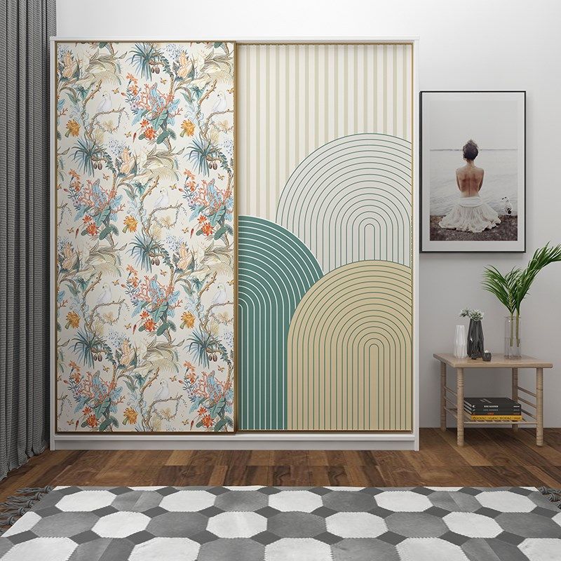 衣柜贴纸卧室移门推拉门自粘酒店浴室玻璃门自粘美式大花防水墙纸,家居饰品,软装墙贴,淘宝优惠券,粉丝福利购,淘宝优惠卷