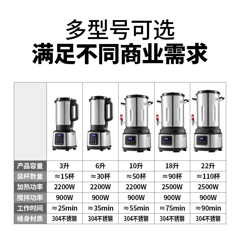 味源商用破壁机大容量大功率早餐店用料理带加热五谷杂粮豆浆机