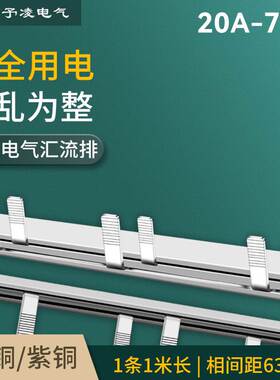 2P漏电63A汇流排20A32A40A60A70A紫铜空开漏保连接件断路器接线条