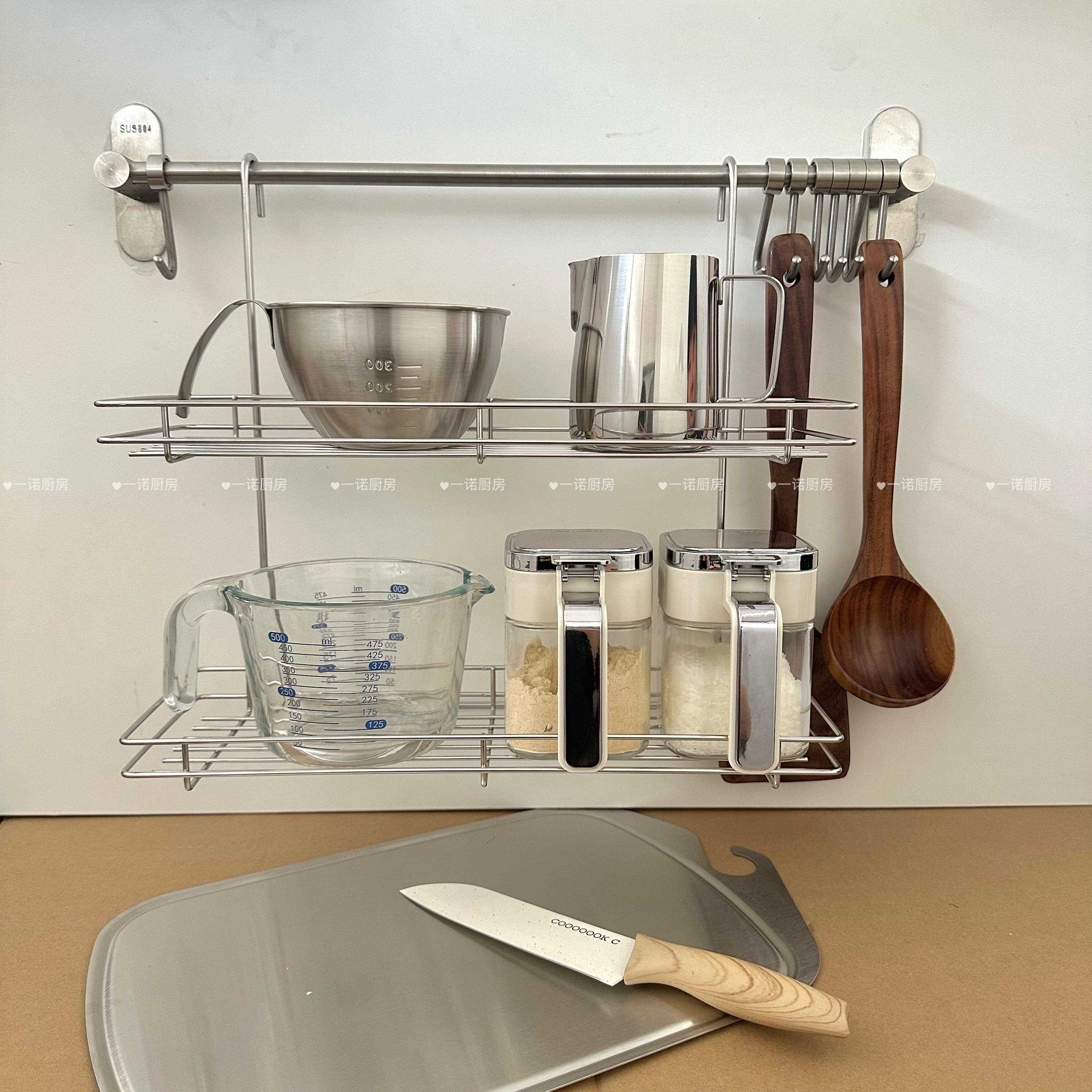 一诺厨房置物沥水架壁挂调料品挂架墙上收纳架筷子桶抹布架厨具架
