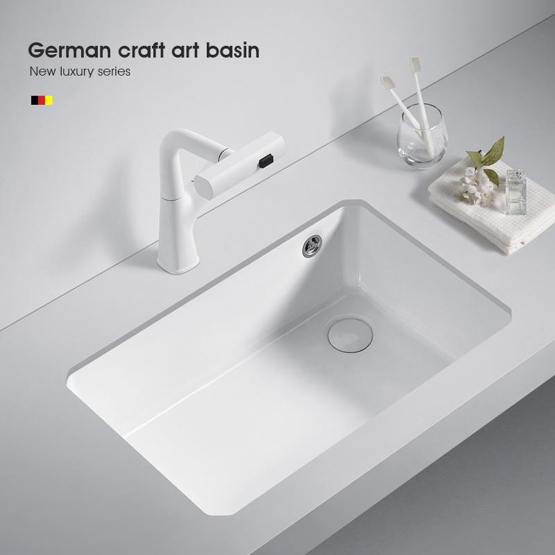 加深大容量台下盆陶瓷洗手盆单盆家用卫生间侧边后排水洗脸洗面盆