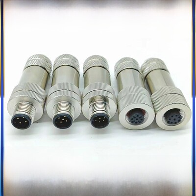 M12以太网连接器profet航空插头4芯5芯8芯12金属屏蔽连接器编码器