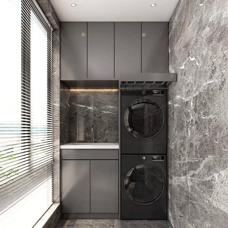 定制铝合金焊接大板整板洗衣机柜阳台洗烘叠放一体柜储物不锈钢柜