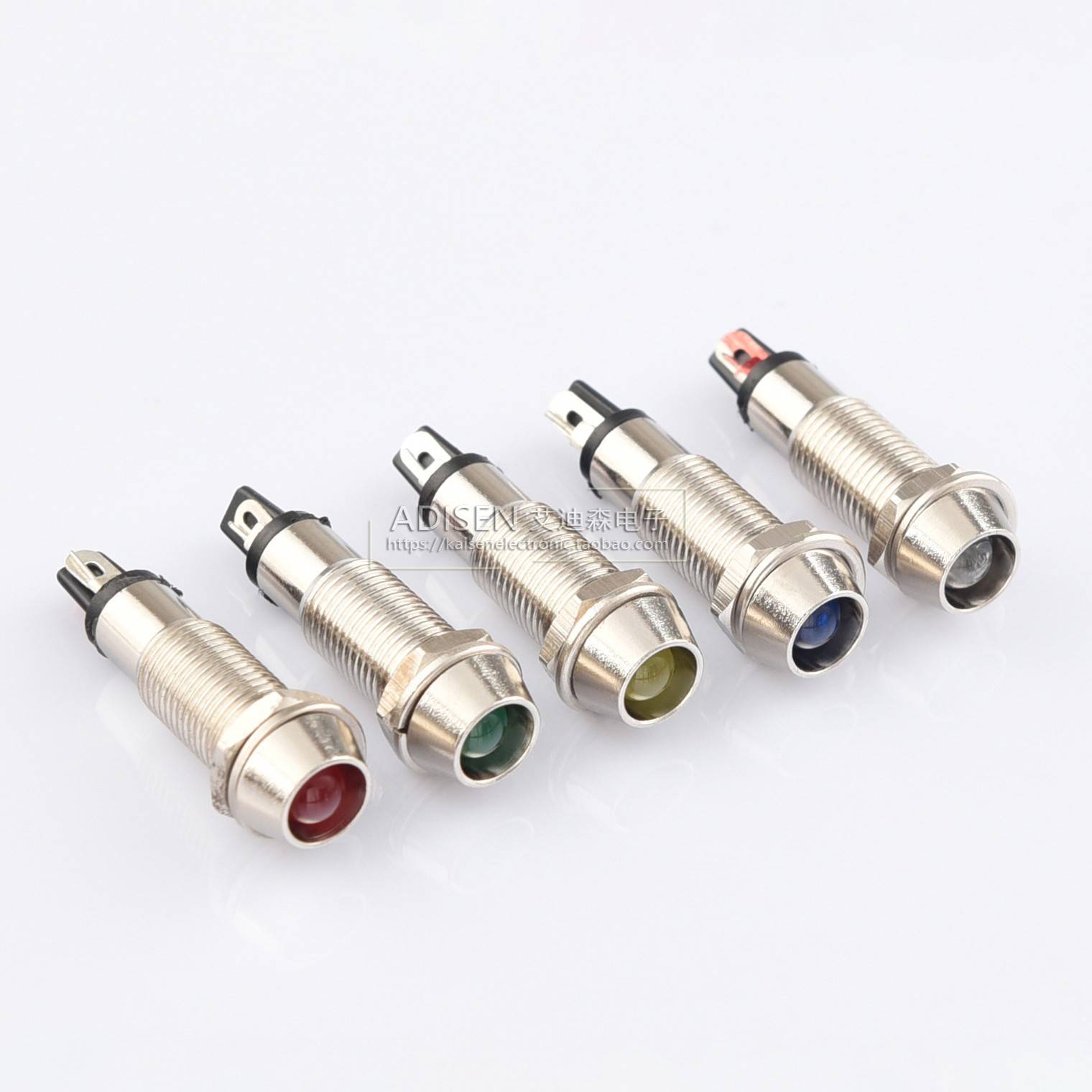 ADP8-1安装孔8MM金属5V6V12V24V110V220V有极性LED指示灯信号灯CE