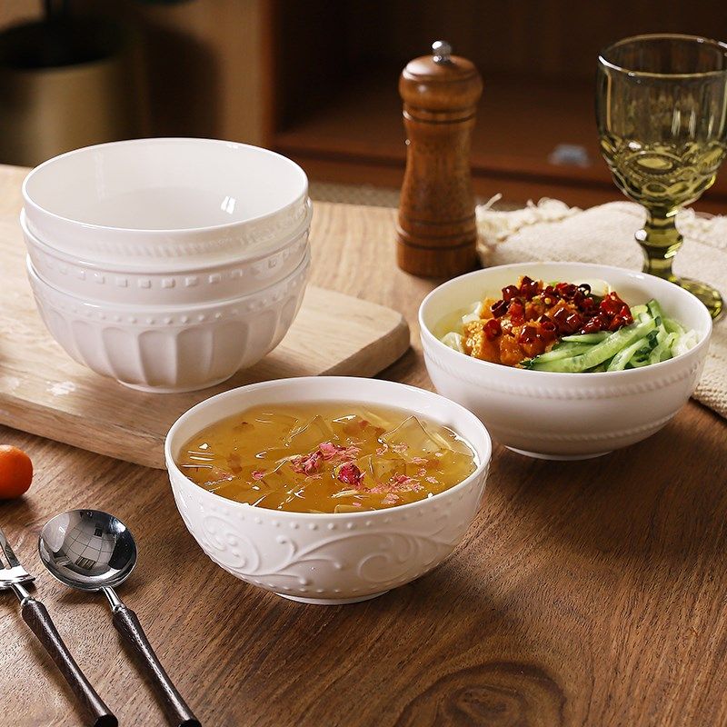 骨瓷浮雕个人专用面碗家用2025新款高级感汤面碗精致甜品碗陶瓷碗,餐饮具,碗,淘宝优惠券,粉丝福利购,淘宝优惠卷