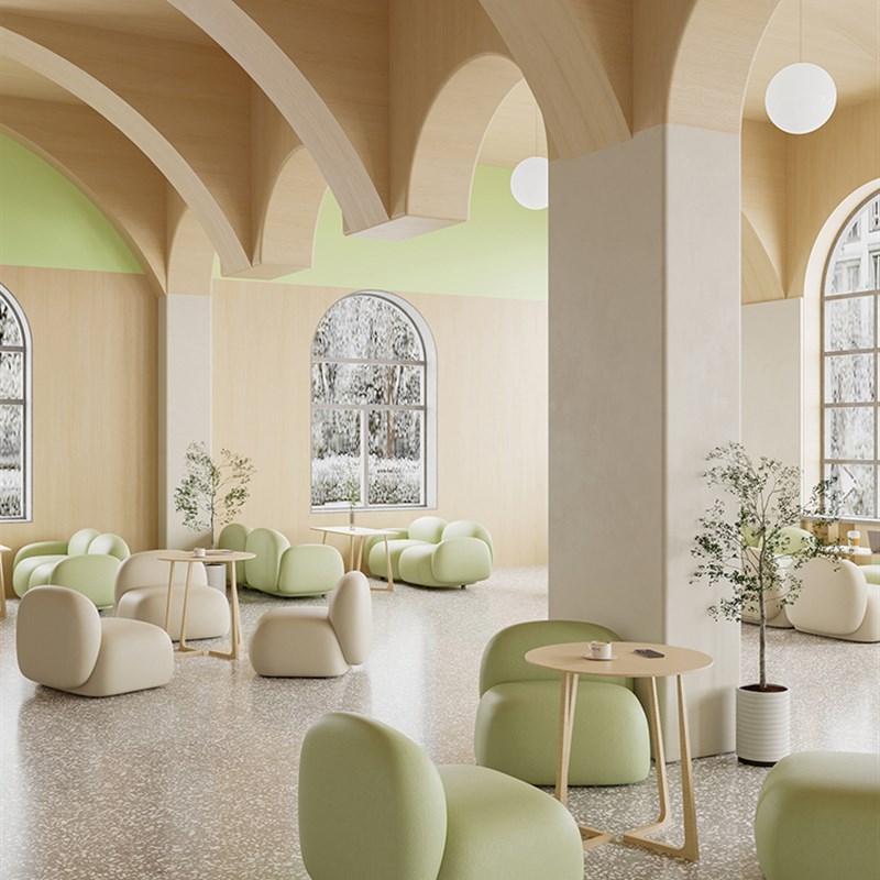 奶茶店桌椅组合美容院沙发咖啡厅酒吧卡座休闲区接待双人餐饮座椅