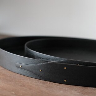 日常选物  夏克椭圆黑色木托盘 樱桃木盘