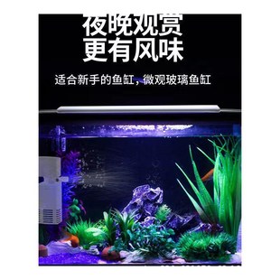 客厅小型鱼缸透明热弯玻璃金鱼缸带氧气灯光造景水族箱创意